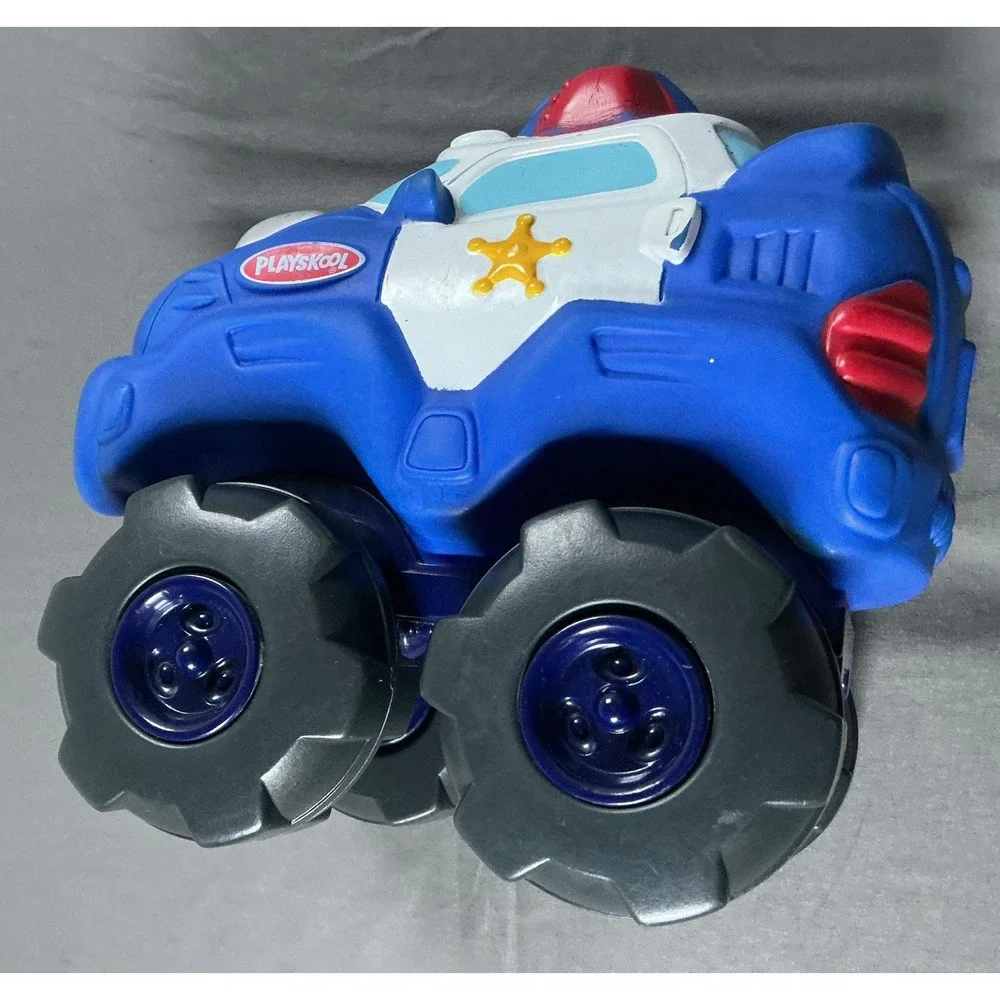 Playskool Wheel Pals Police Car Monster Truck Blue Soft Squeezable Toddler Toy